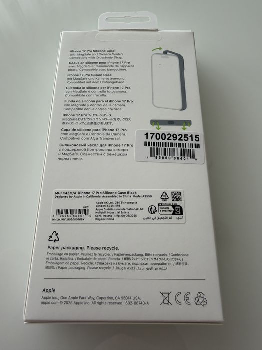 Capa original Apple Silicone iPhone 17 Pro - Preto