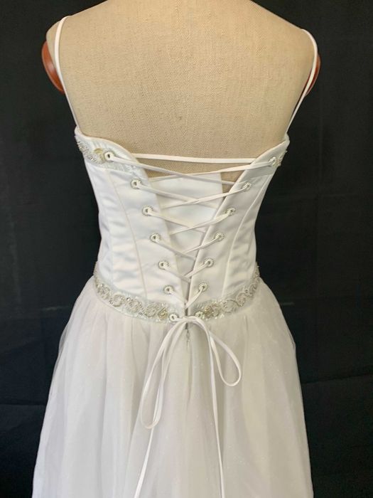 Nowa Suknia Ślubna Midi Princessa Tiul brokatowa S M 36 38 księżniczka