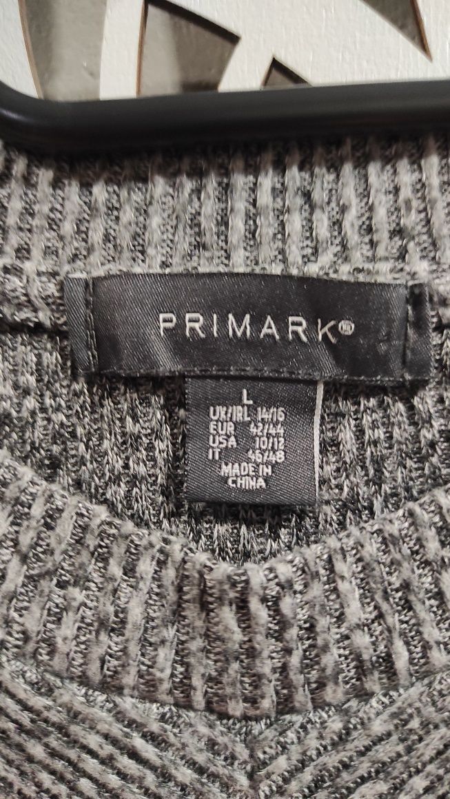 Prążkowany sweter bluzka szary wiskoza Primark M L
