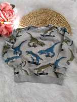 Bluza bawełniana dla chłopca przez głowę 98 104 dinozaury szara KappAh