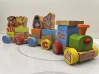 Pociag Winnie the Pooh Kubus Puchatek Drewniane Zabawki Montessori