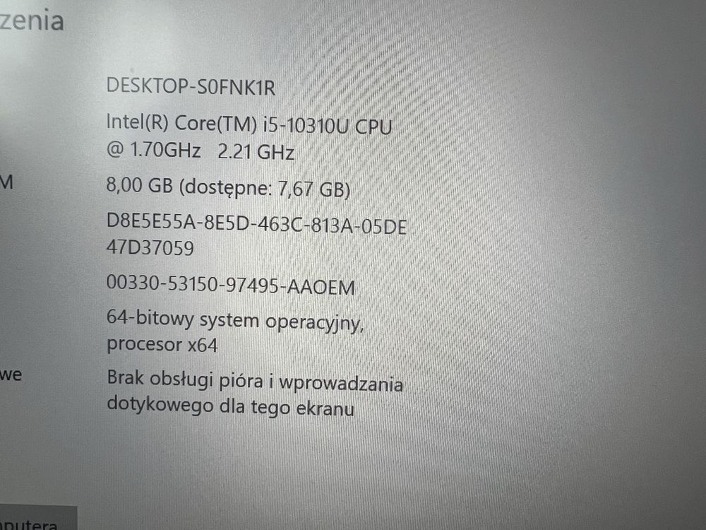 Laptop Dell Latitude 7410 i5-10310U 8GB 240GB Stan Bdb