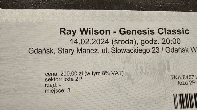 Dwa bilety na koncert Ray Wilson - Genesis Classic  14.02.2024