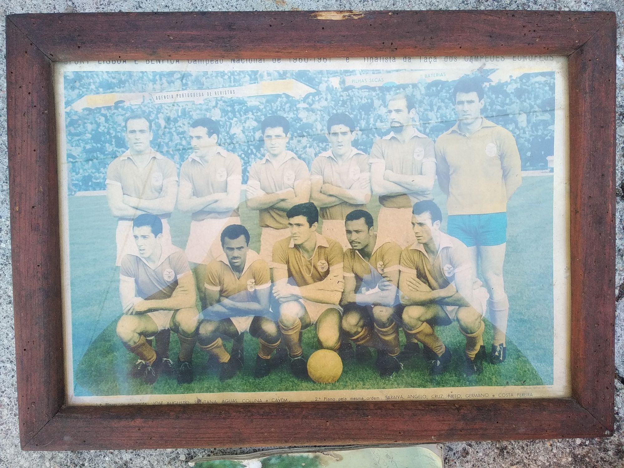 Quadro do Benfica antigo anão 60 e livro antigo sobre Eusébio