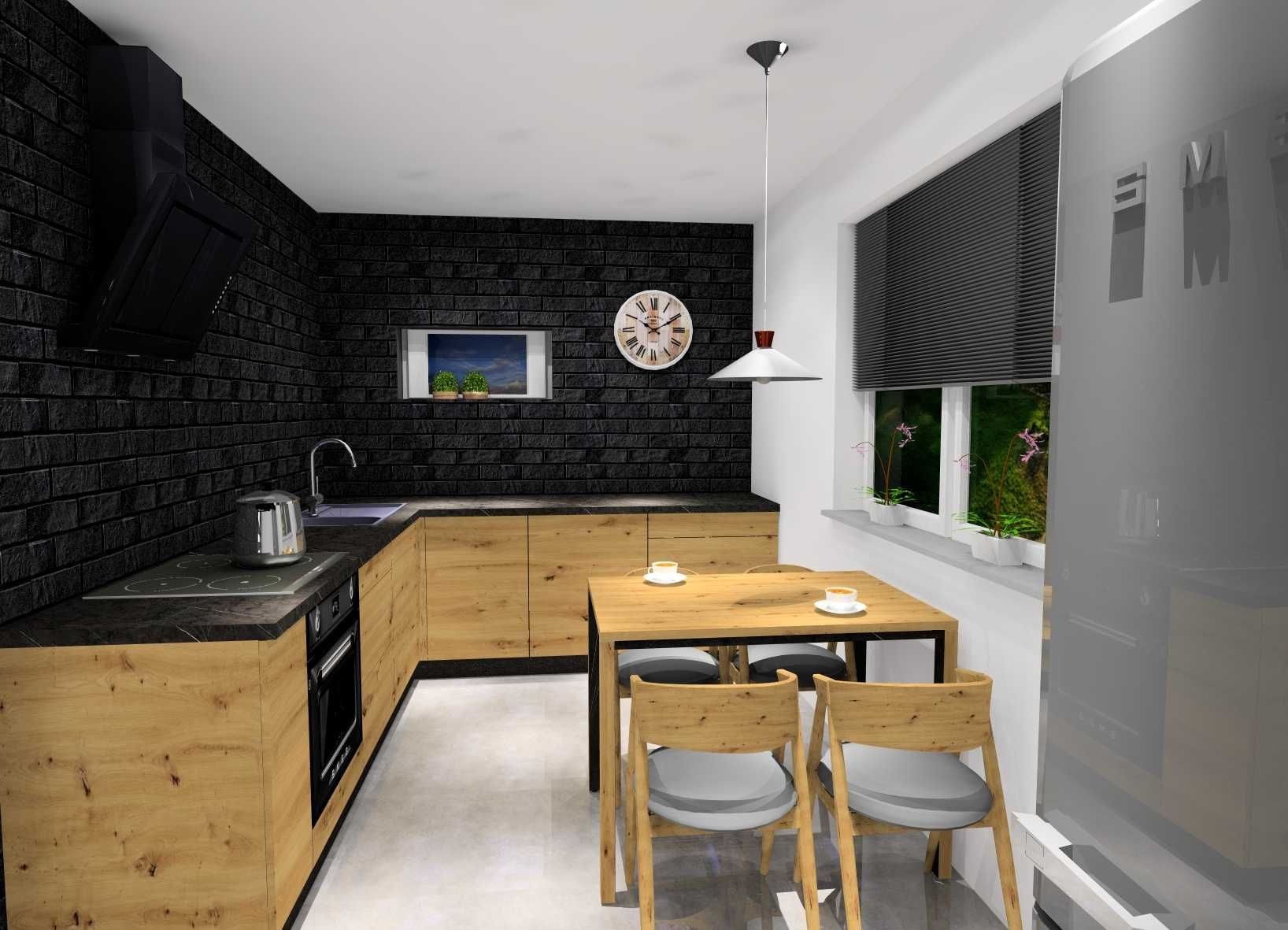 Projekt kuchni 3D wizualizacja projekty szafy, łazienki, pokoje