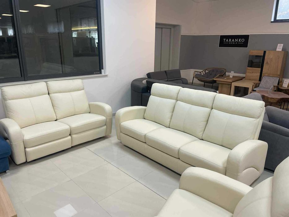 (85WN) Komplet wypoczynkowy skórzany 3 + 2 + 1 relax, okazja 8900 zł