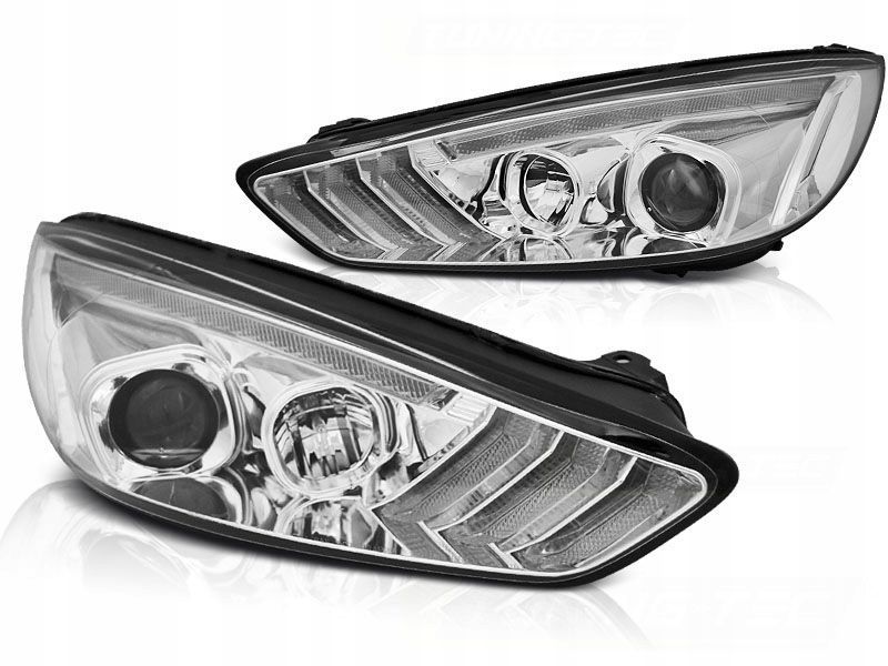 lampy ford focus mk3 15-18 chrome led drl seq