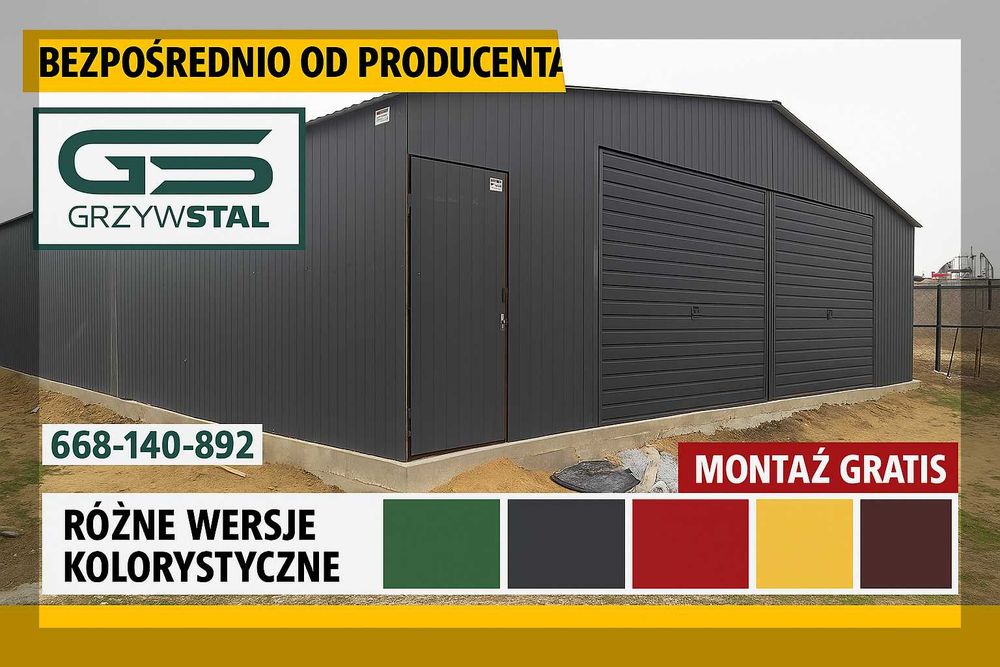 Garaż blaszany + Bramy + Drzwi  Garaże Magazyn Wiata   – GRZYWSTAL