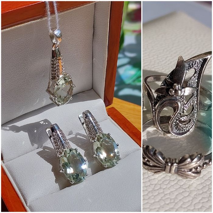 Серебро 925 кольца серьги кулон