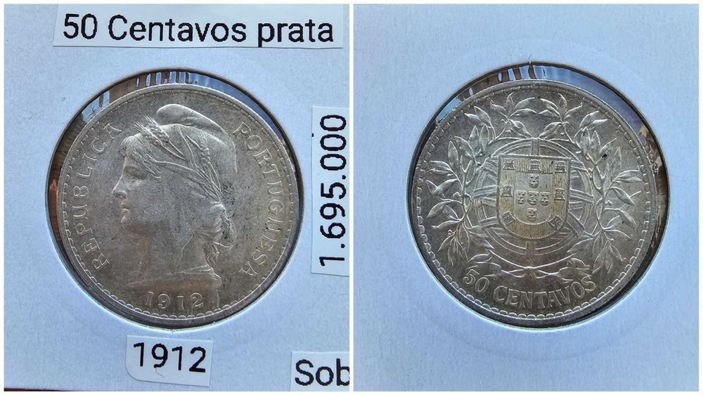 50 centavos prata 1912, 1914 e 1916