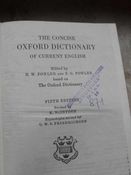 The Concise Oxford Dictionary - Ernest McINTOSH (red.)