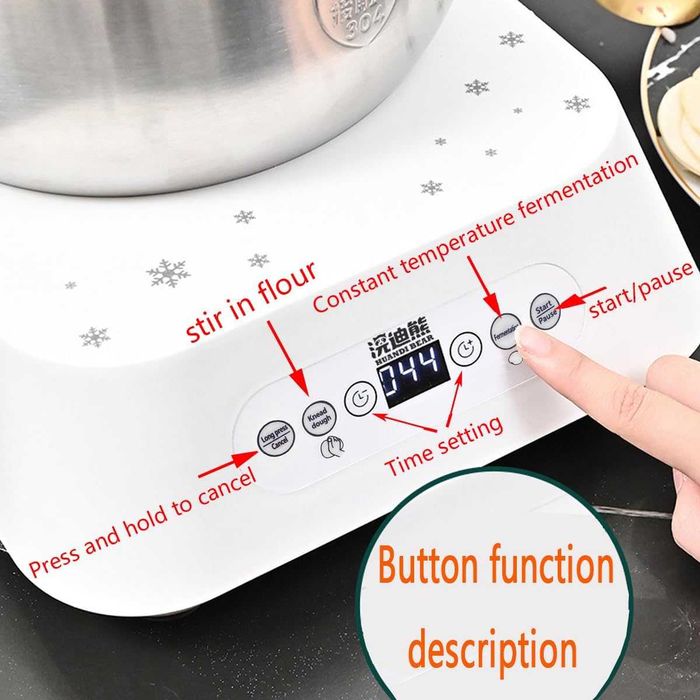 Automatyczny mikser do ugniatania ciasta 5L stal funkcja fermentacji