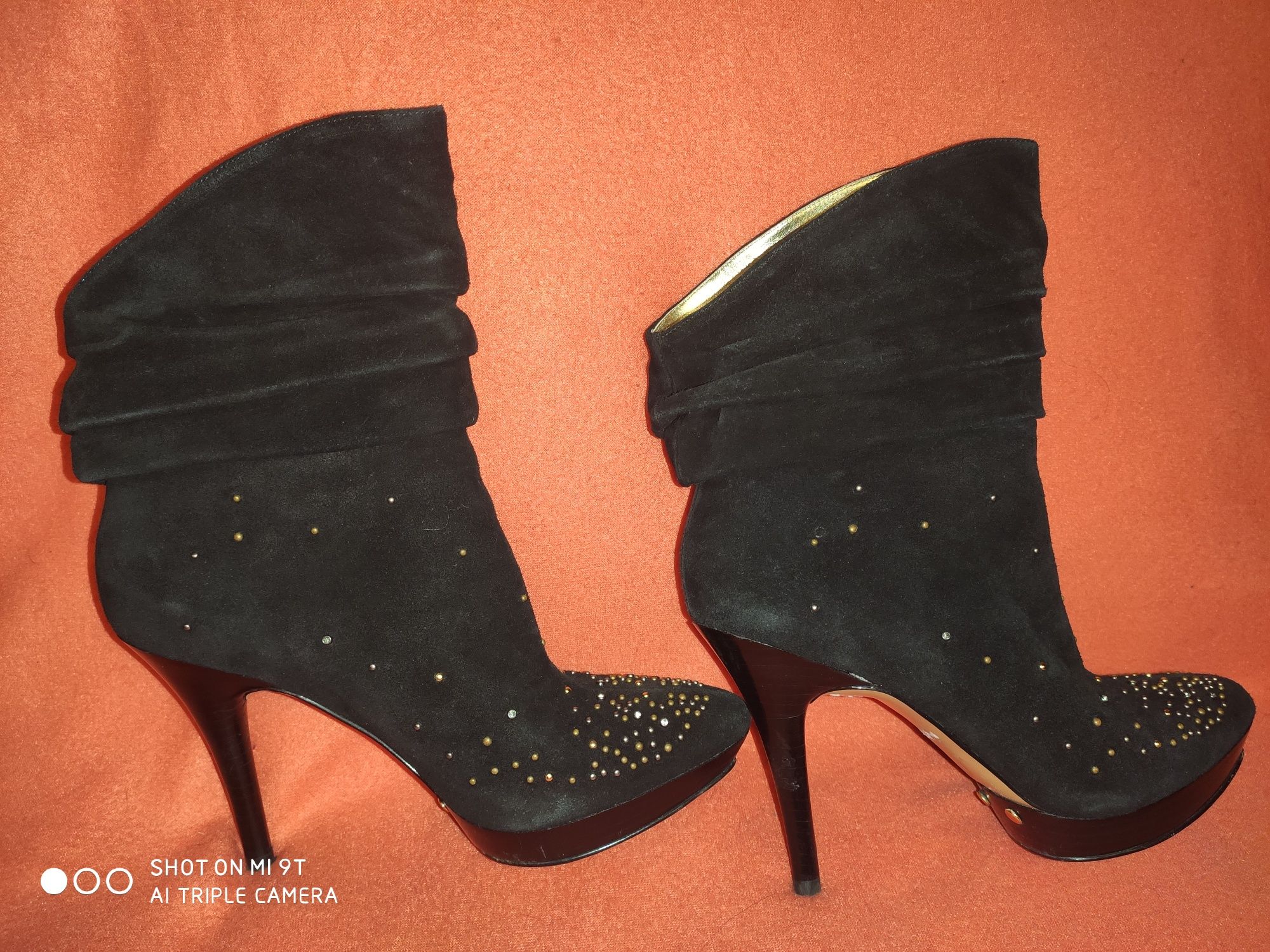 Buty, botki, szpilki czarne na platformie firmy NINE WEST