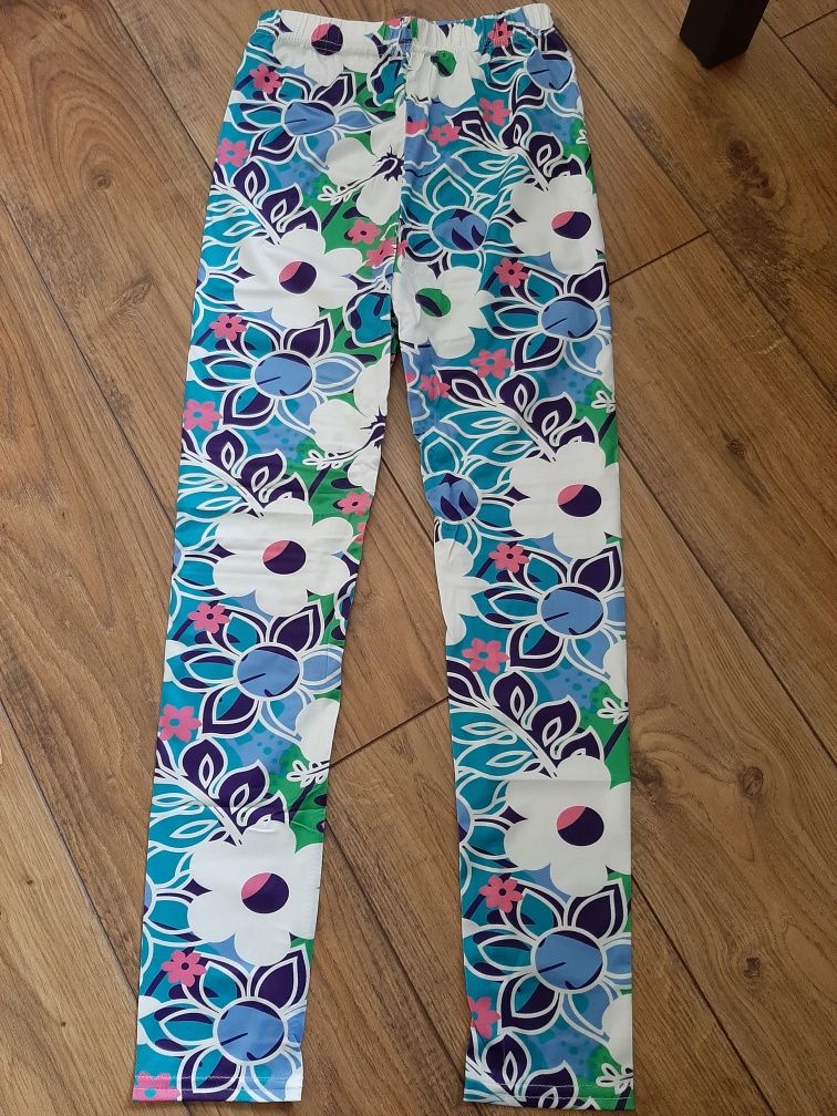 Legginsy dziewczęce, rozmiar 146, długość 80 cm. Nowe, skład na zdjęci