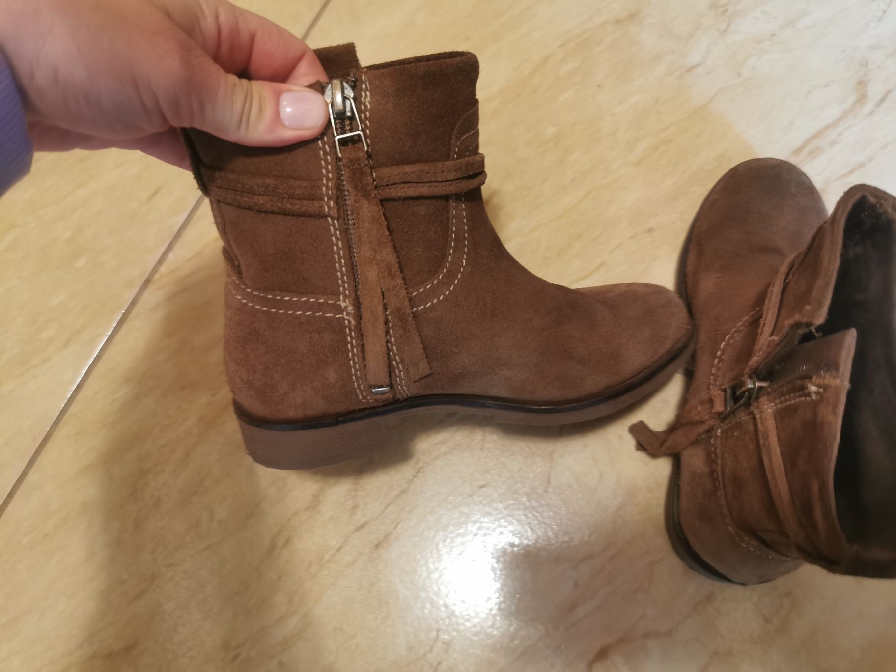 Botki buty buciki jesienne wiosenne przejściowe Zara r. 31 bdb skóra