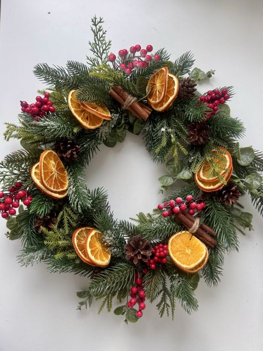 Вінок різдвяний на двері Новорічний 47см