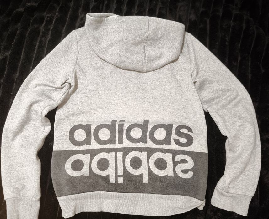 зипка Адидас/Adidas серая с капюшоном