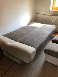 zestaw wypoczynkowy - wersalka + 2 fotele + 2 pufy - po renowacji!