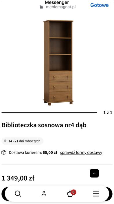 Biblioteczka sosnowa nr4 dąb magnat