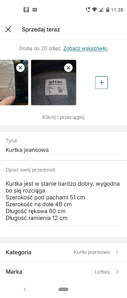 Kurtka jeansowa L