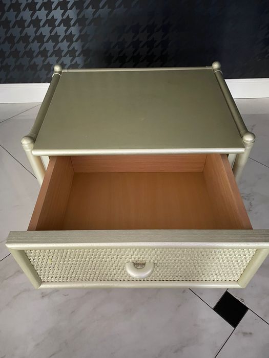 Komplet mebli KLER Rattan Prestige – kuty metal, perłowa zieleń