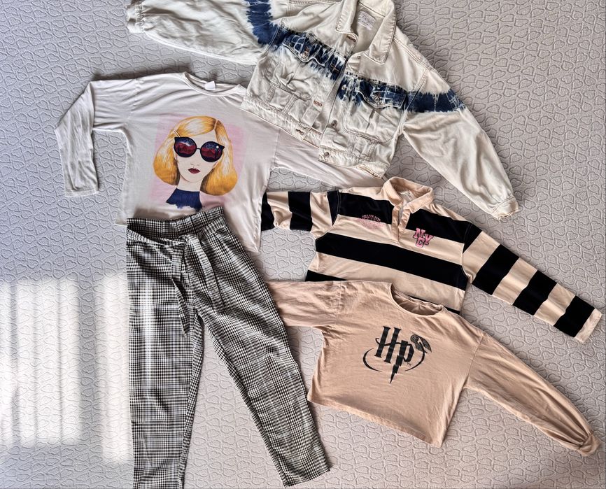 Штаны, футболки, джинсовая куртка Zara 152