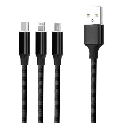 Kabel 3W1 Usb - Lightning Usb-C Microusb 1.2M 2A