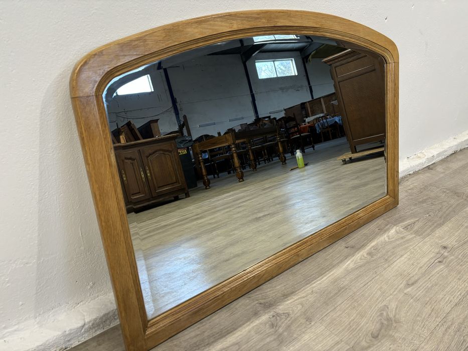 Stylowe szerokie lustro w jasnej dębowej oprawie