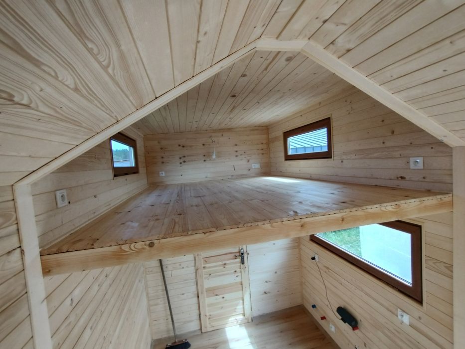 Mobilny domek z antresolą, tiny house, 2,5 x 6 plus antresola 2.5 x 3