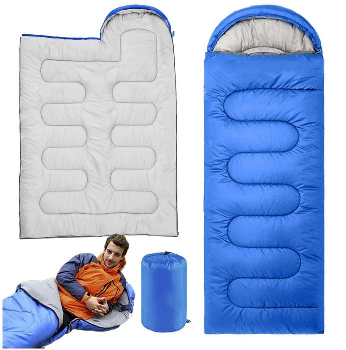 ŚPIWÓR MUMIA turystyczny lekki ciepły KOŁDRA POKROWIEC niebieski