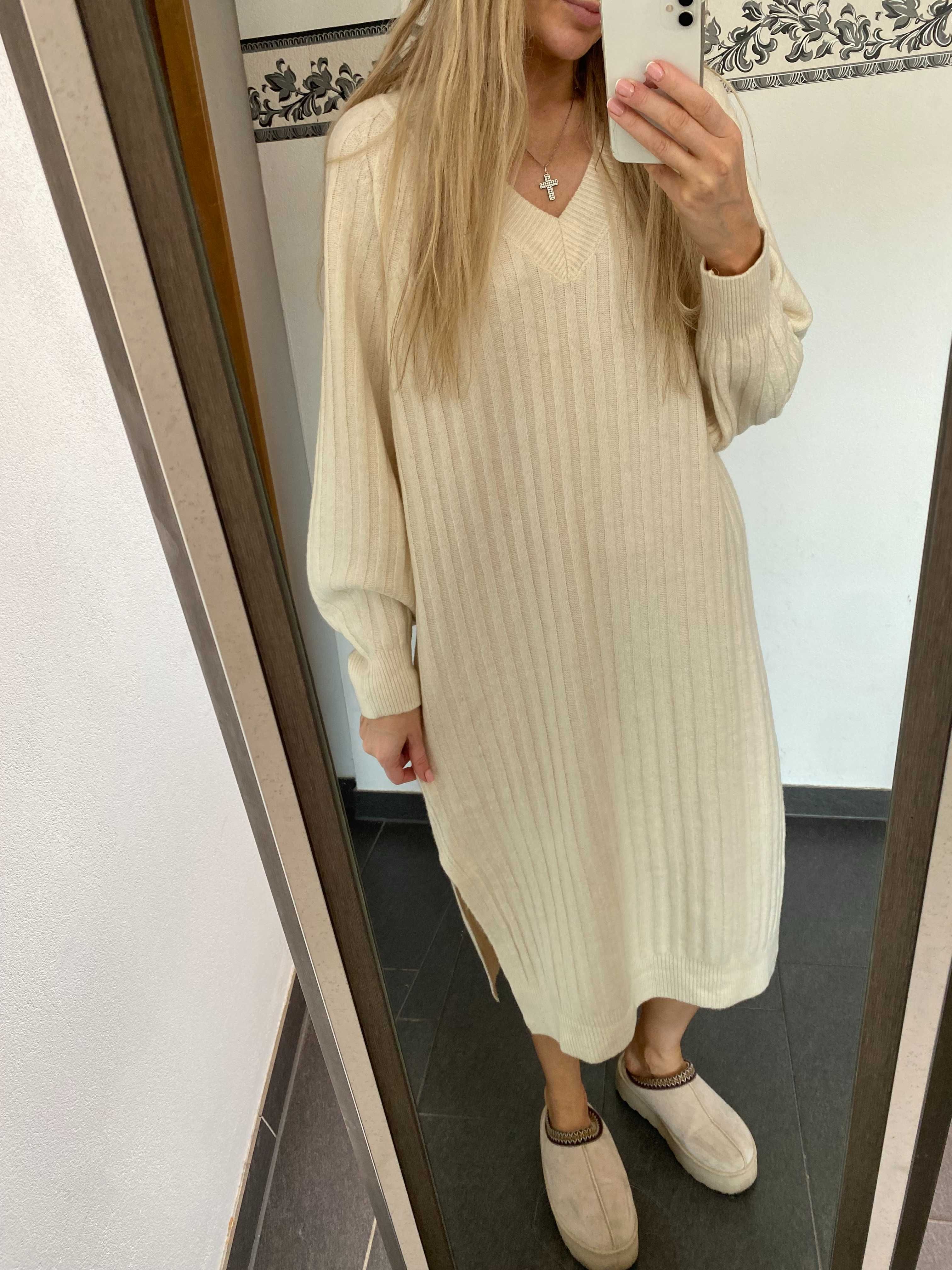 Теплое новое вязаное платье свитер с шерстью новая коллекция h&m