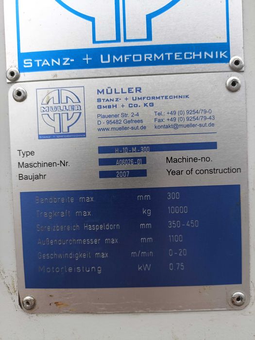 ODWIJAK, ROZWIJAK do blachy, taśmy Muller Niemcy