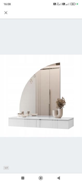 Toaletka kosmetyczna AURORA-Q SILVER wisząca z lustrem biały połysk