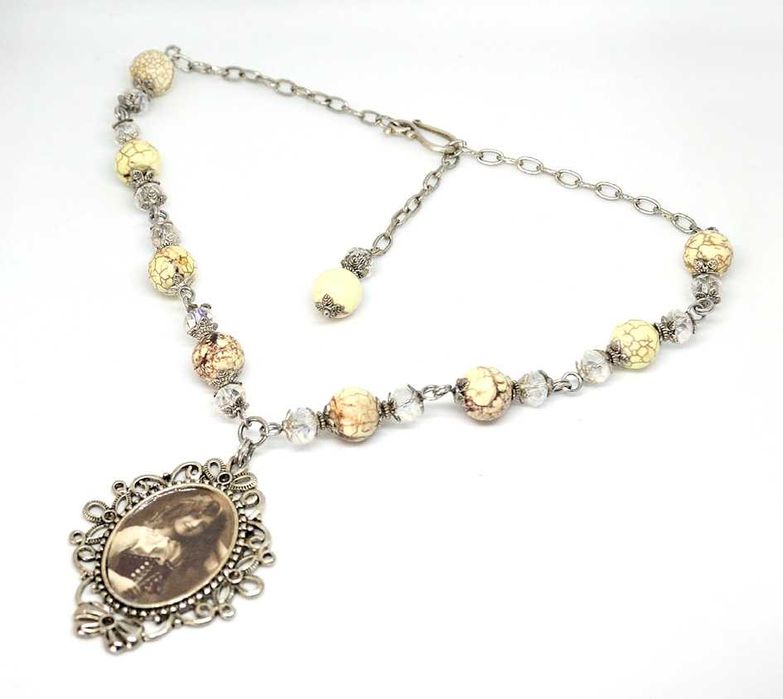 Naszyjnik z grafiką vintage howlit boho hippie