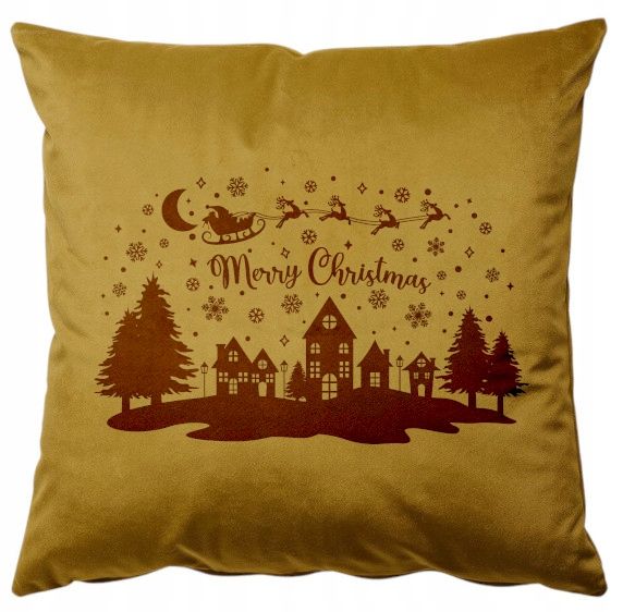 Poszewka welurowa poduszka ozdoba Świąteczna Mikołaj Merry Christmas