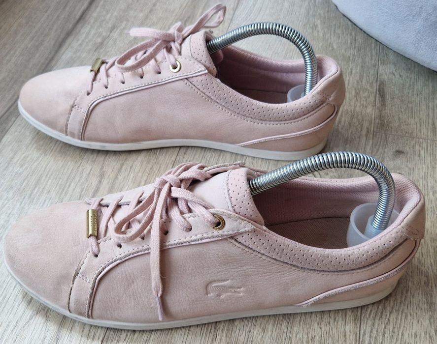 Oryginalne trampki Lacoste r. 40 ze skóry pudrowy róż sneakersy buty