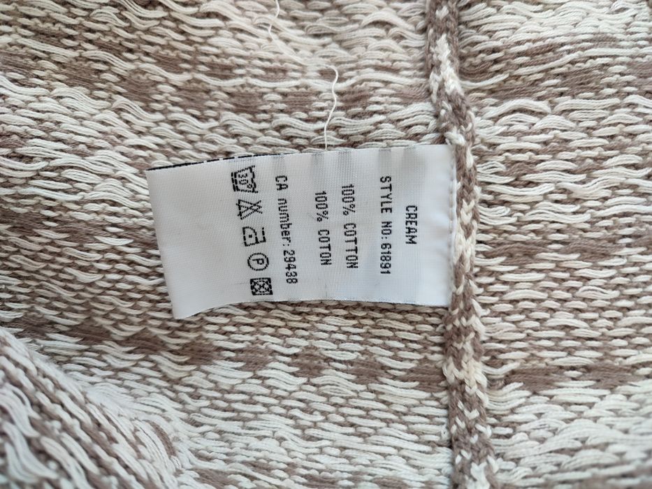 Cream dlugi kardigan sweter wzór norweski 100% bawełna s 36