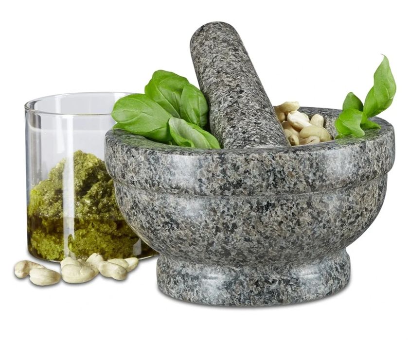 Relaxdays Moździerz, Granit, Szary, 17 cm