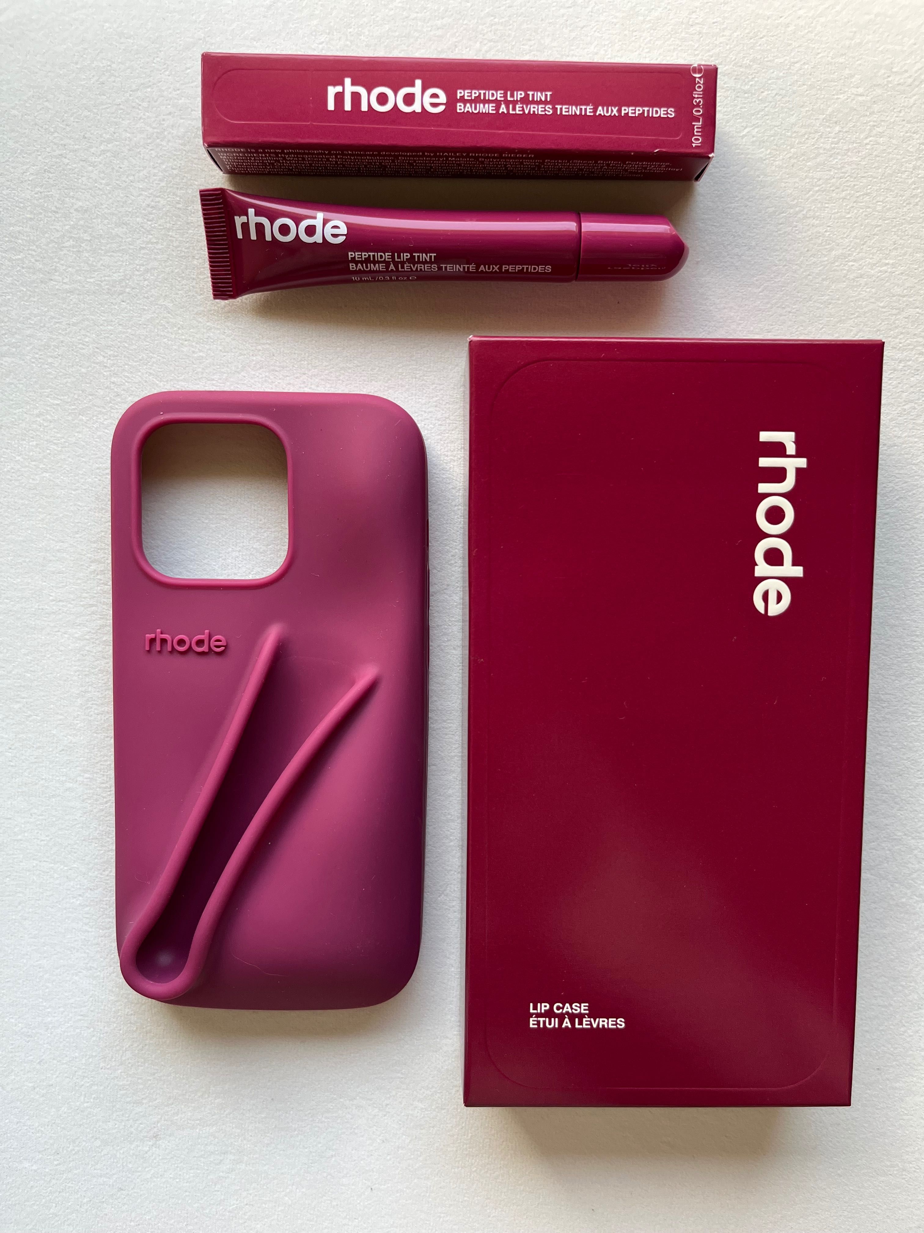 Case IPhone PRO 13 14 15 Rhode + lip tint Raspberry Jelly
