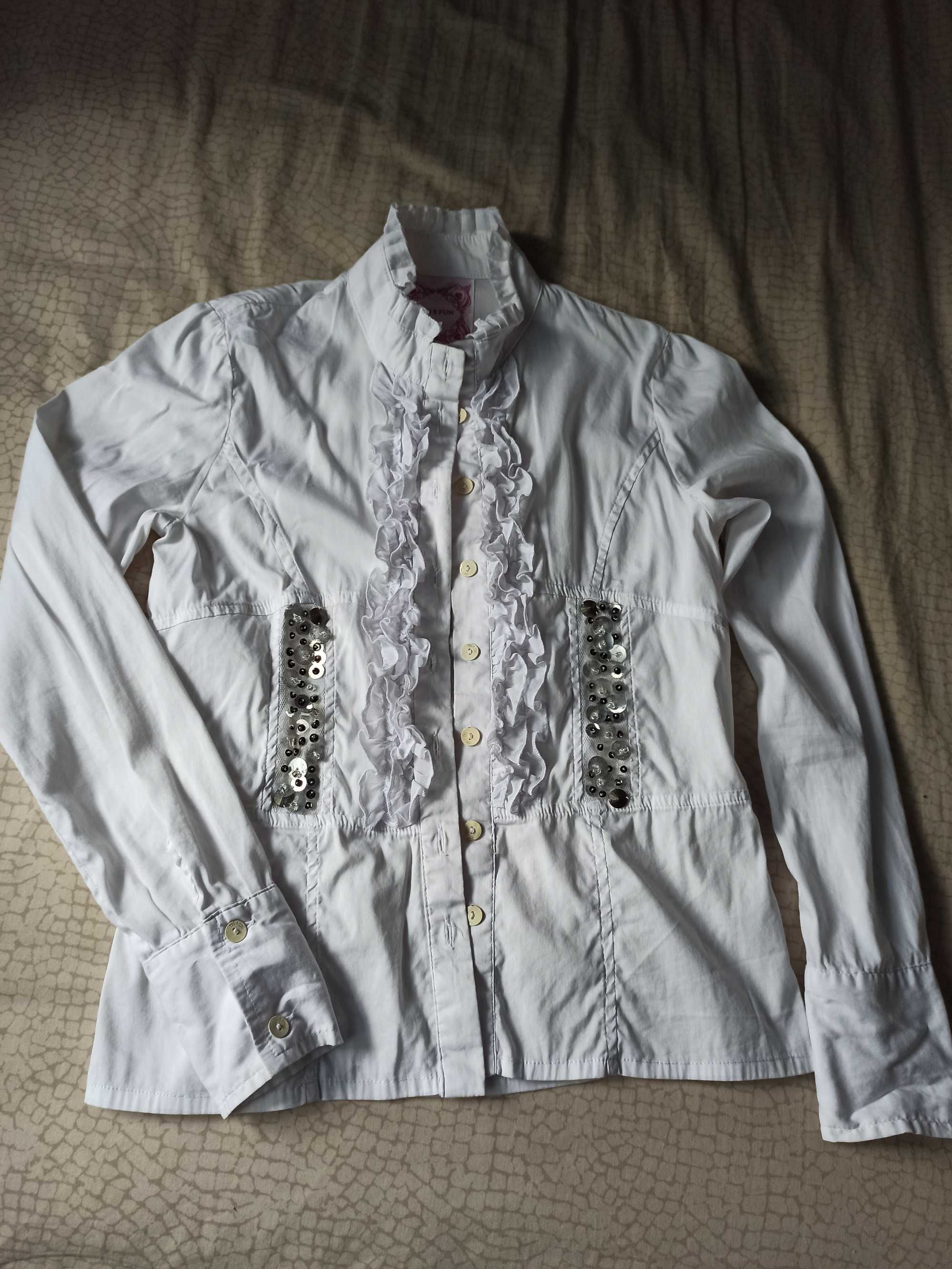 Белая блузка рубашка 10 - 12 лет 140 - 152