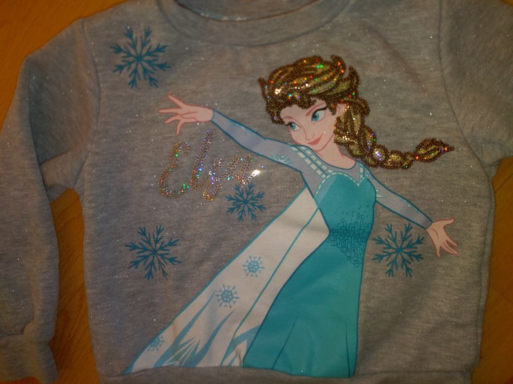 błyszcząca bluza cekiny FROZEN Kraina Lodu Elsa firmy Primark  92-98cm