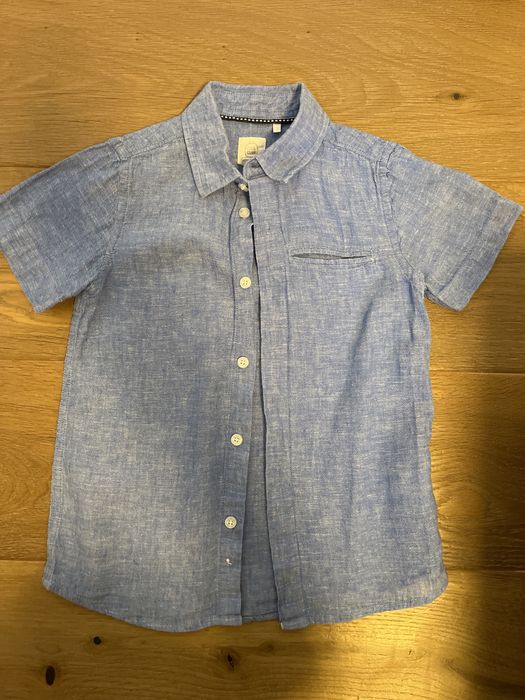 Lniana niebieska koszula 110 Smyk