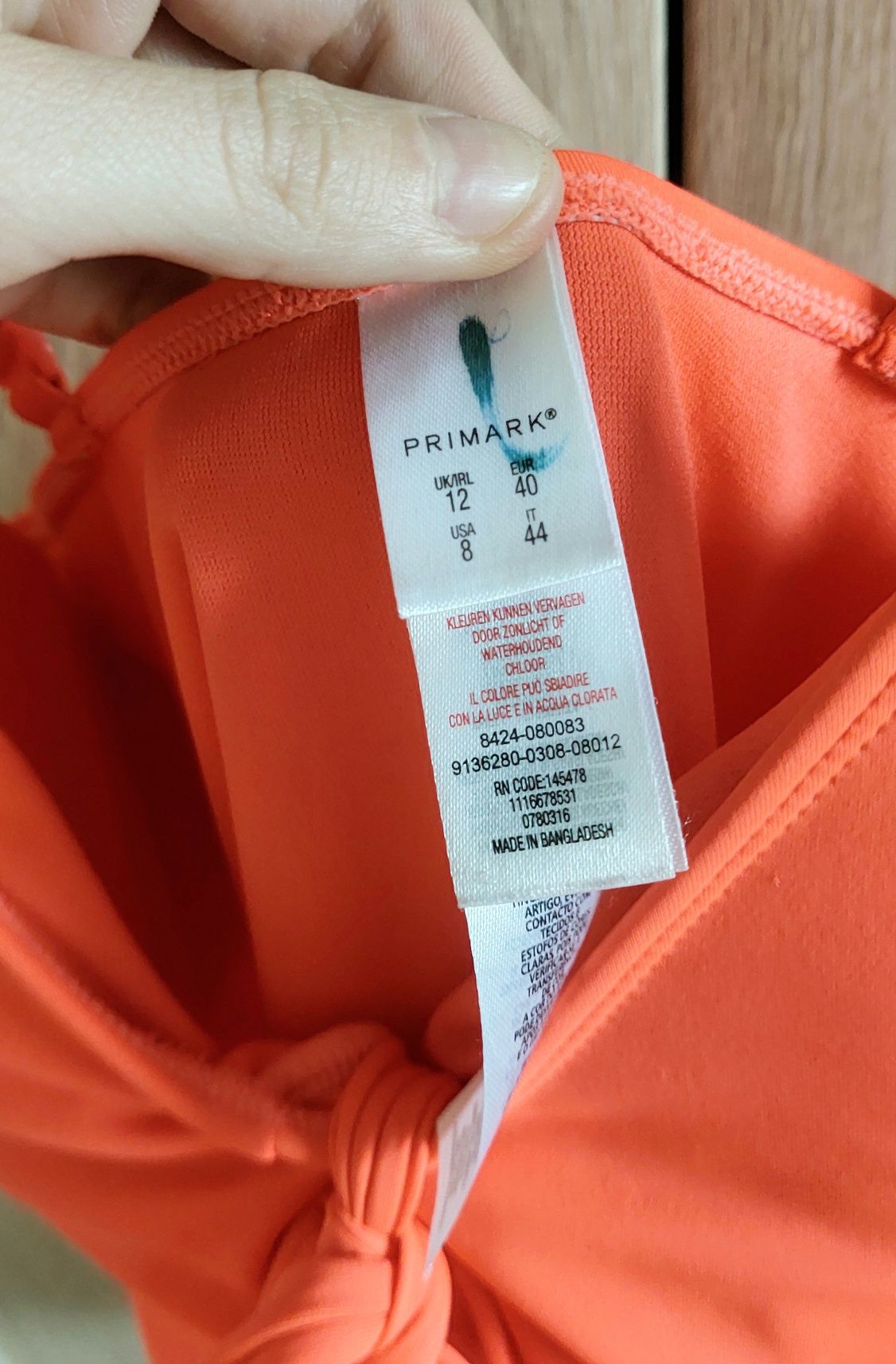 Strój kąpielowy bikini push up jednoczęściowy neonowy M/L Primark