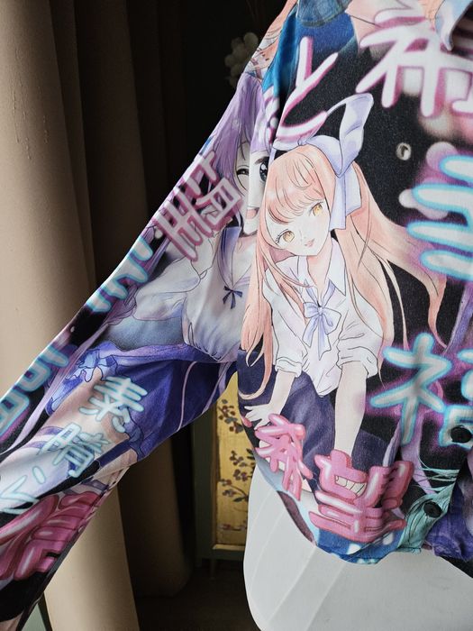 Damska koszula krótka crop z długim rękawem S Bershka kolorowa z wzore