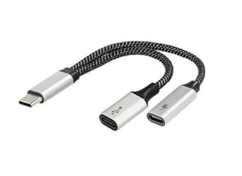 Wtyczka USB C na 2 gniazd USB C ,60W