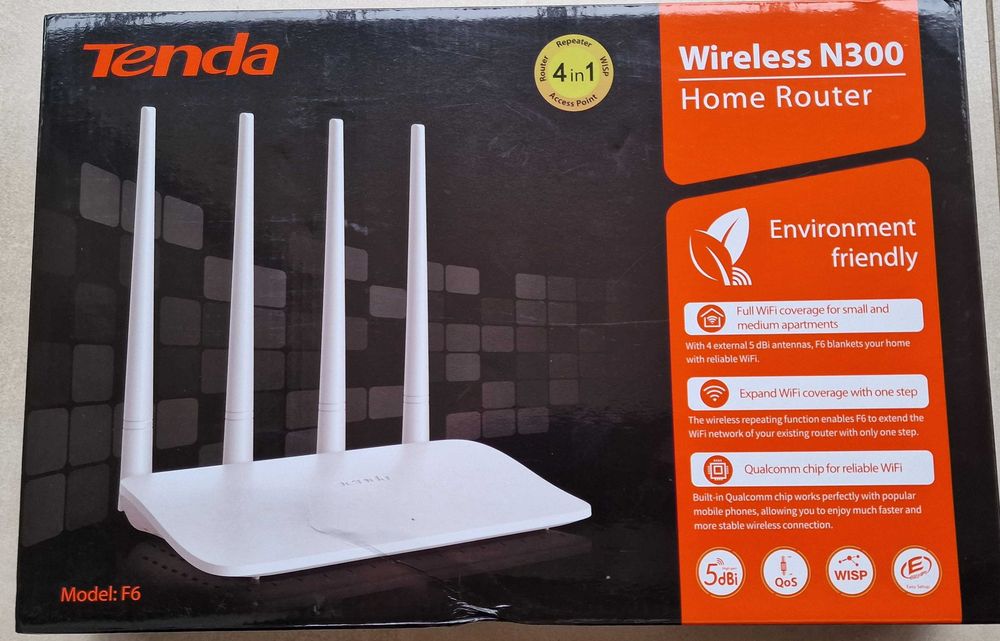 Tenda F6 router WiFi, pasmo 2,4GHz, cztery anteny 4x5dBi, 300Mb/s