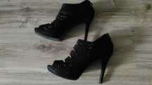 Botki z cyrkoniami peep toe,r.39 JAK NOWE