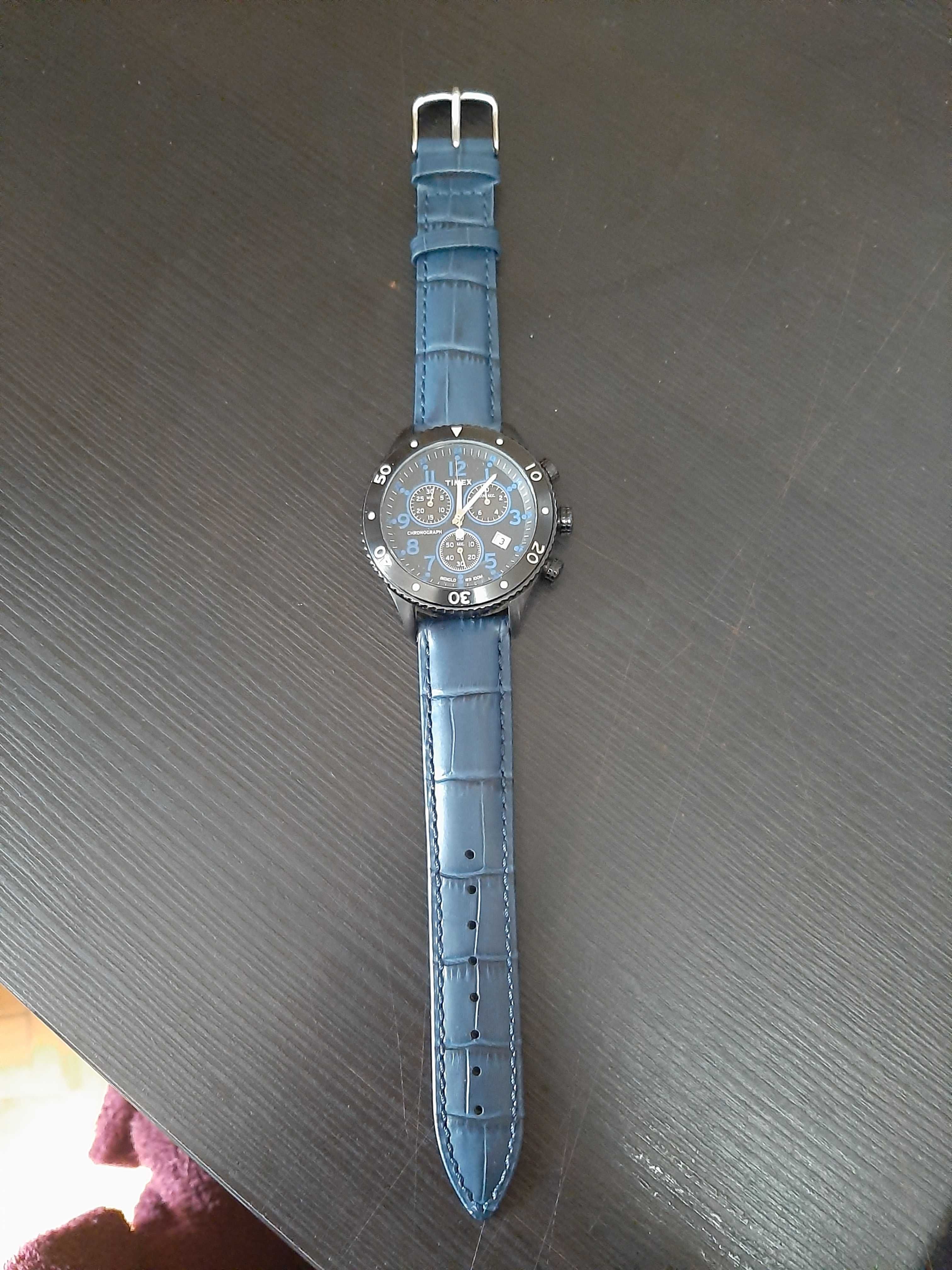 Relógio Timex E-Class Chronograph - Indiglo 100 WR - Azul