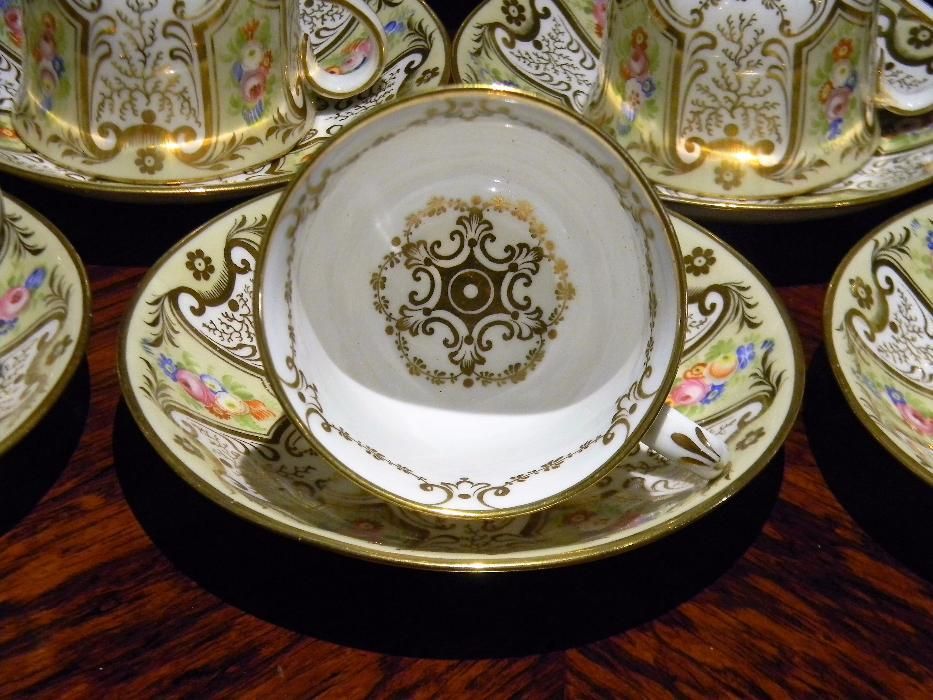 Serviço de chá antigo, em porcelana, vitoriano, século XIX