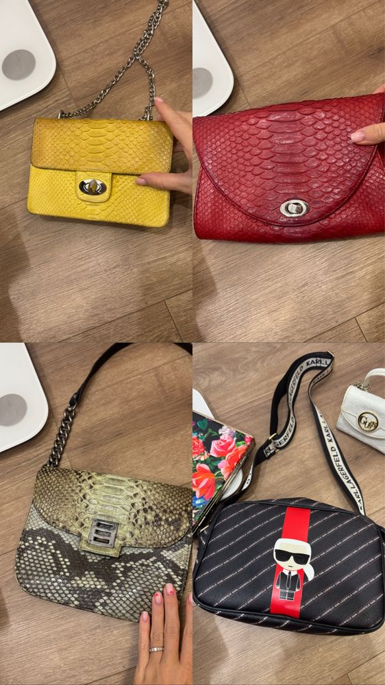 Сумки стан ідеал versace jeans , karl , guess , питонові , з крокодила